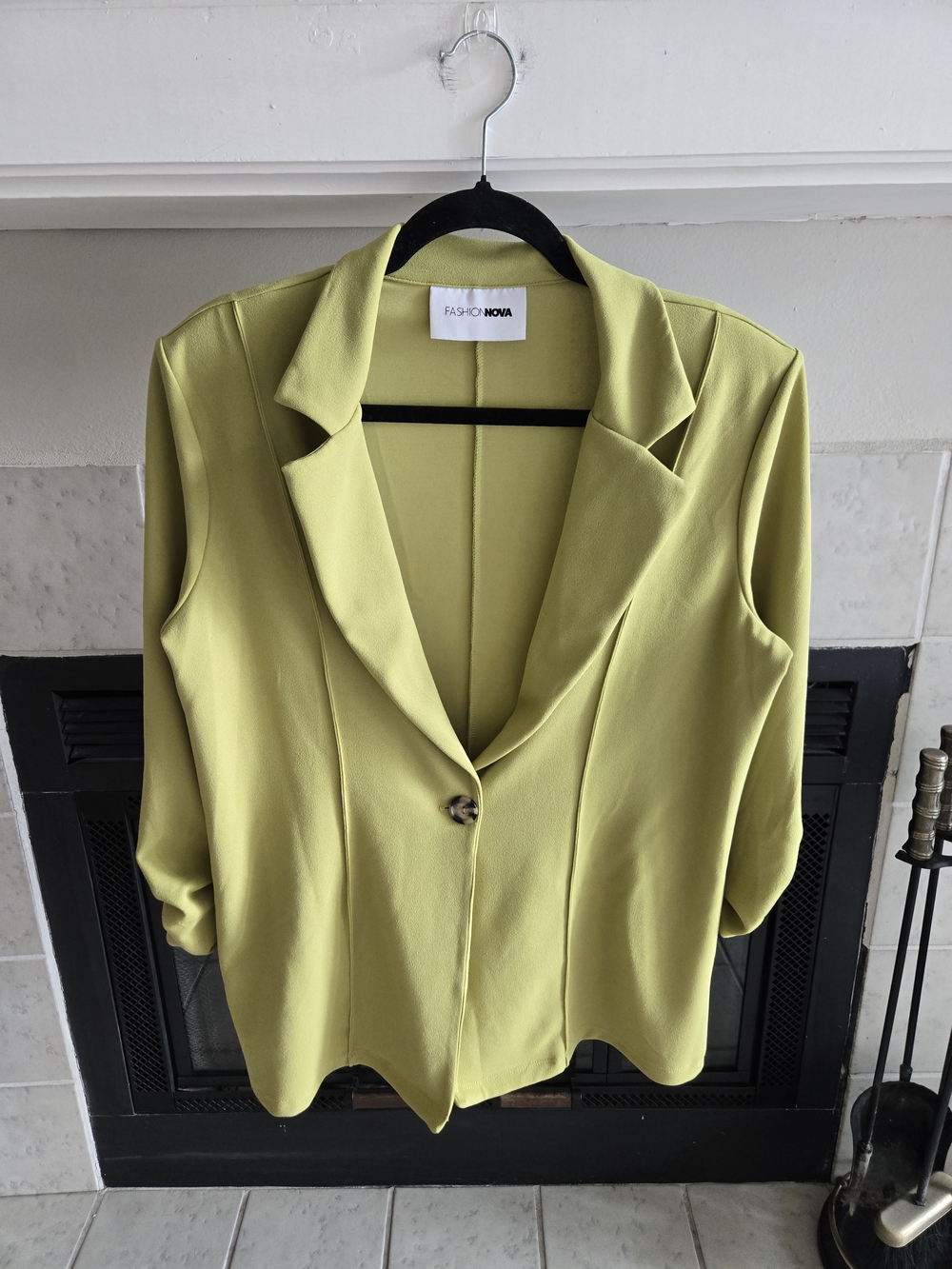 Fashion Nova Chartreuse Single-Button Blazer
